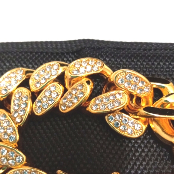 Hip Hip Gold Heavy Iced Out Cuban Linc Braclet - Picture 3 of 4